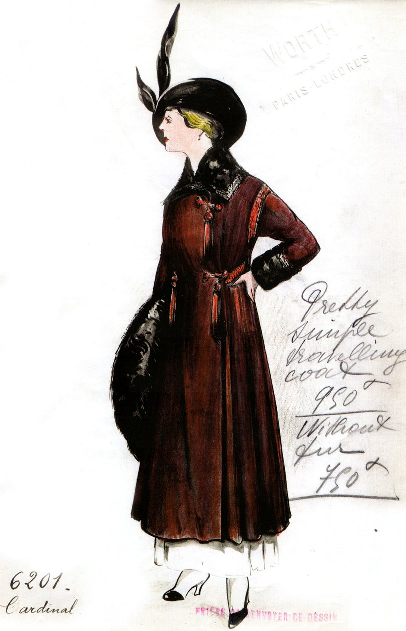 Il design del cappotto da viaggio Cardinal da Jean Philippe Worth