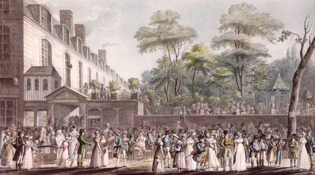 Passeggiata nel Giardino Turco, Boulevard du Temple, 1810 da Jean Pierre Marie Jazet