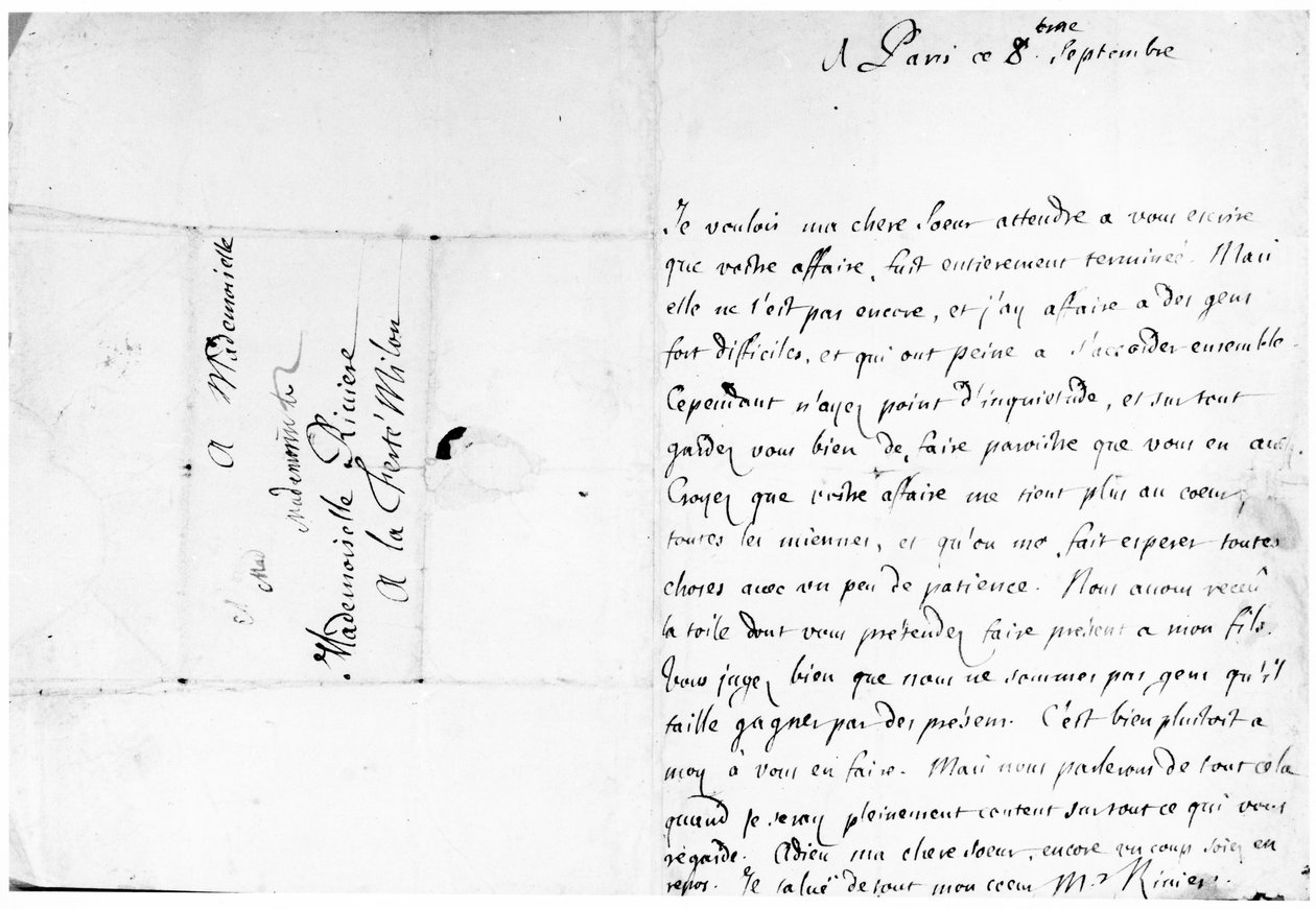 Lettera a sua sorella, Marie, a La Ferté-Milon da Jean Racine