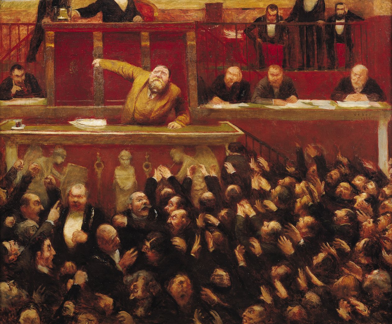 Jean Jaures (1859-1914) che parla alla tribuna della Camera dei Deputati, 1903 da Jean Veber