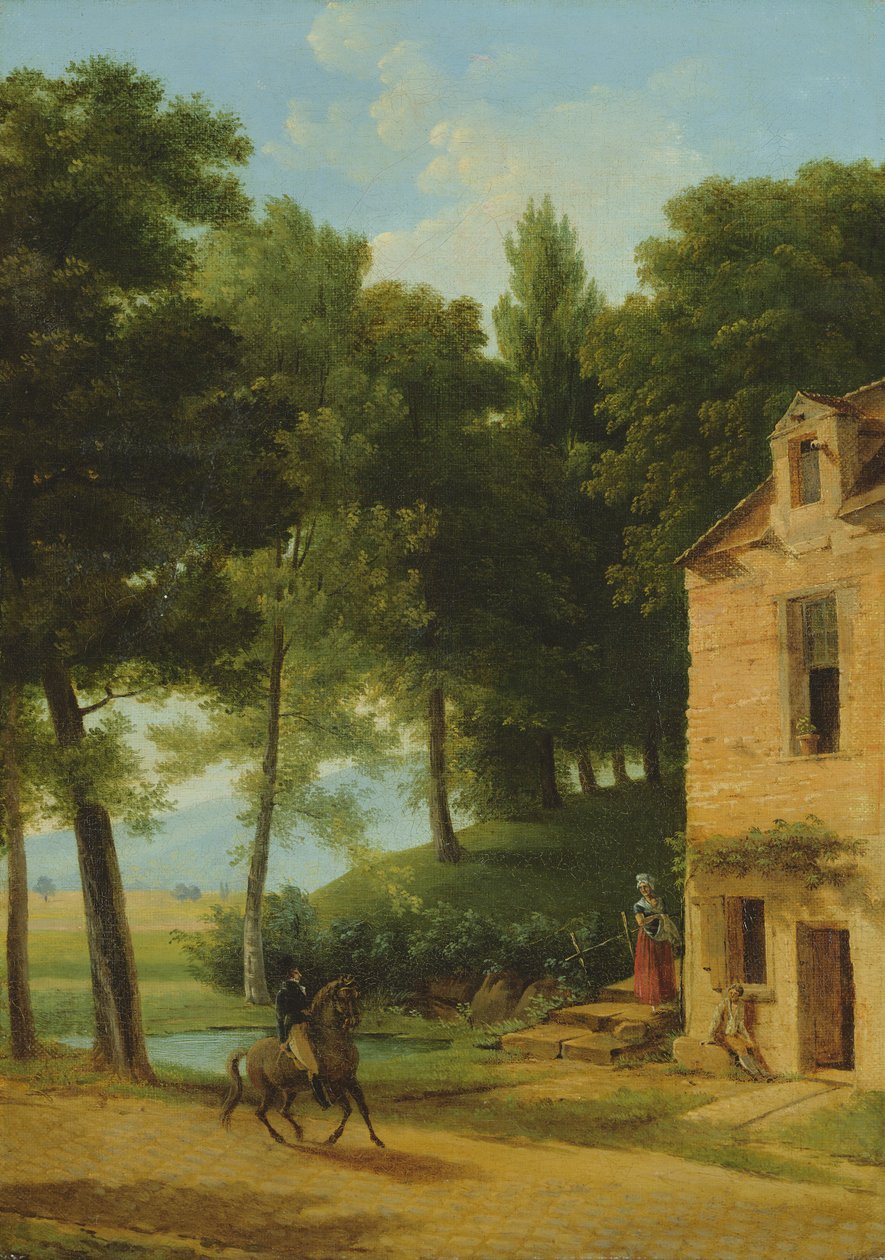 Paesaggio italiano con un cavaliere da Jean Victor Bertin