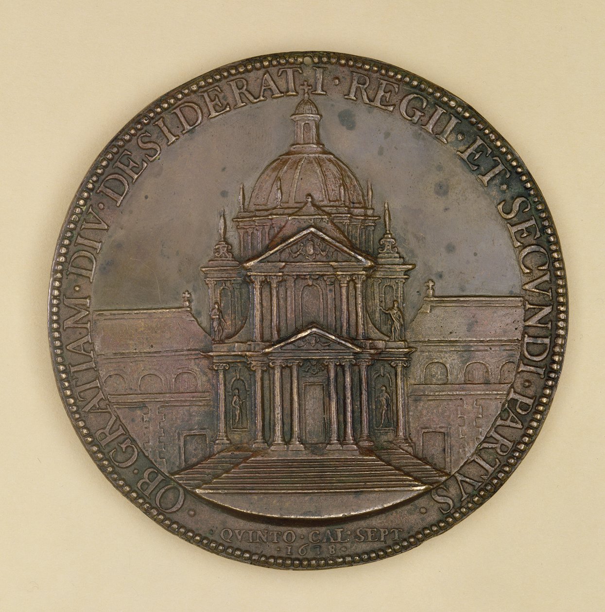 Medaglia di fondazione di Val-de-Grace, recto che raffigura Val-de-Grace, 1638 (bronzo) da Jean Warin