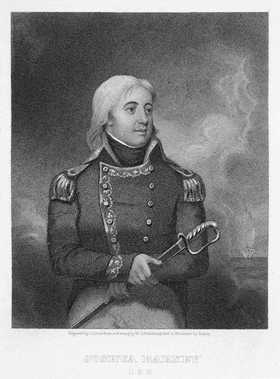 Joshua Barney (1759-1818), inciso da J. Gross dopo una copia del miniatura originale di William G. Armstrong (1823-90) da Jean Baptiste Isabey