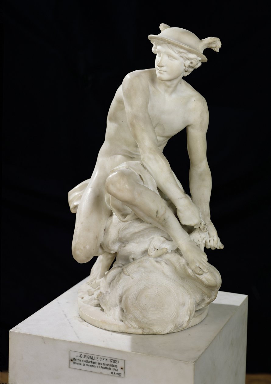 Mercurio che si mette i sandali alati, 1744 da Jean Baptiste Pigalle