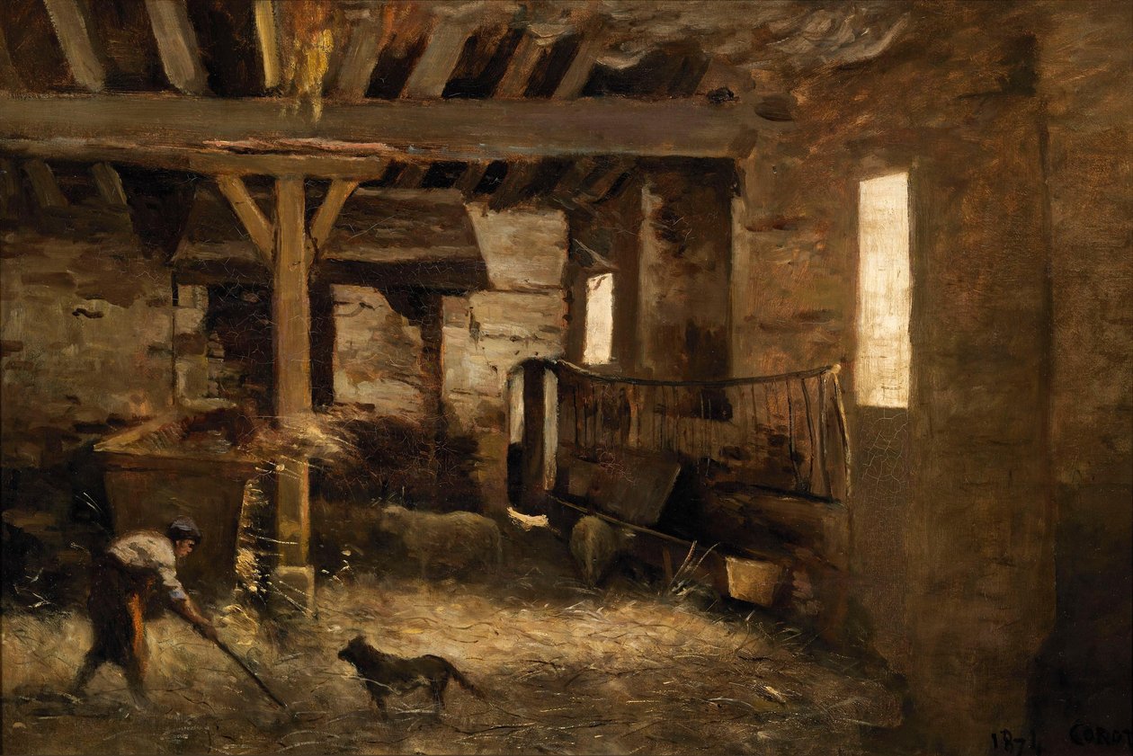 Interno di un fienile da Jean-Baptiste-Camille Corot