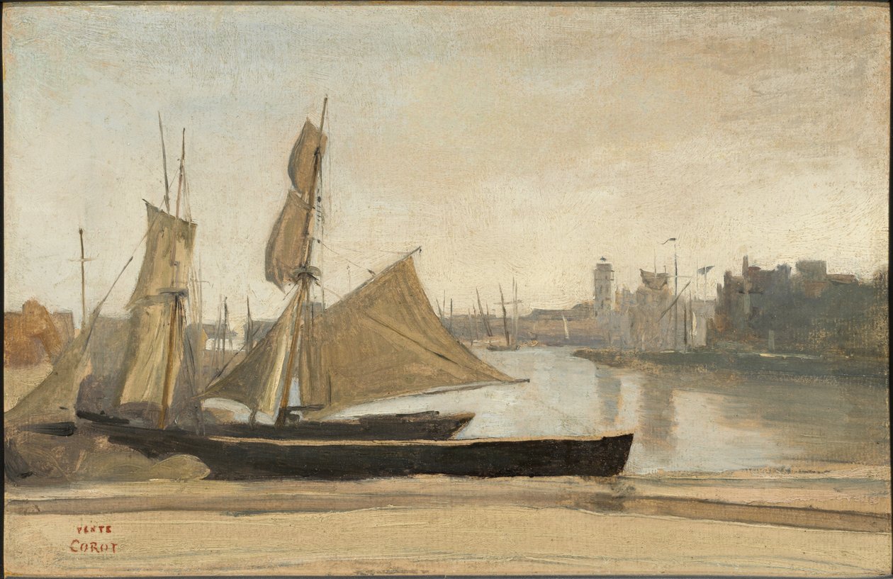 Dunkerque, barche da pesca ormeggiate al molo da Jean-Baptiste-Camille Corot