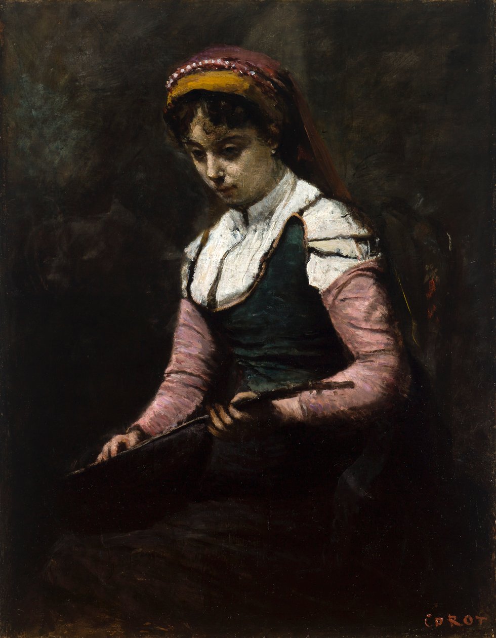 Ragazza con mandolino da Jean-Baptiste-Camille Corot