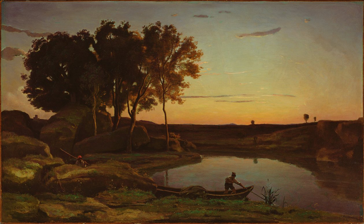 Paesaggio con lago e barcaiolo da Jean-Baptiste-Camille Corot