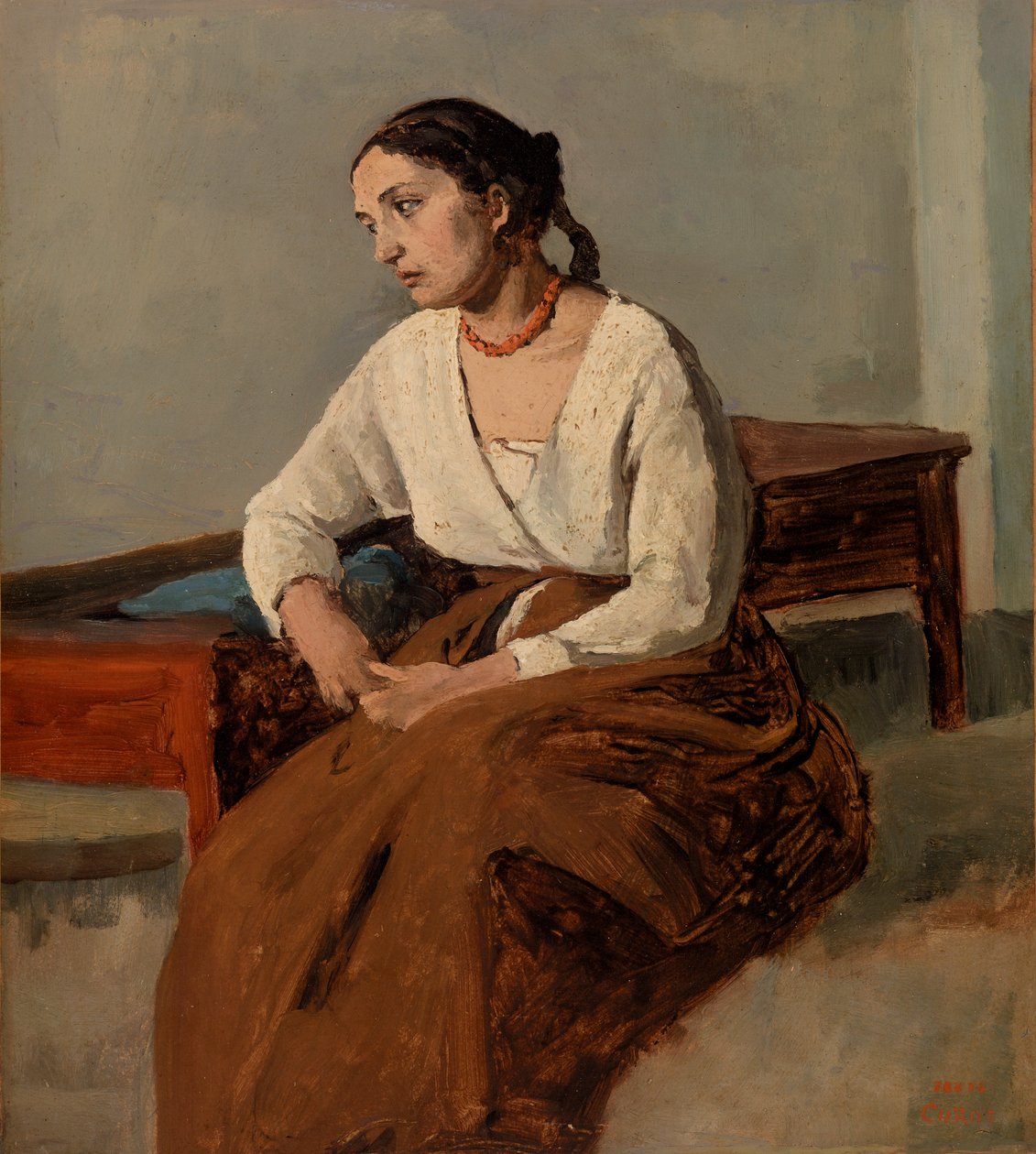 Donna italiana malinconica (Roma) da Jean-Baptiste-Camille Corot