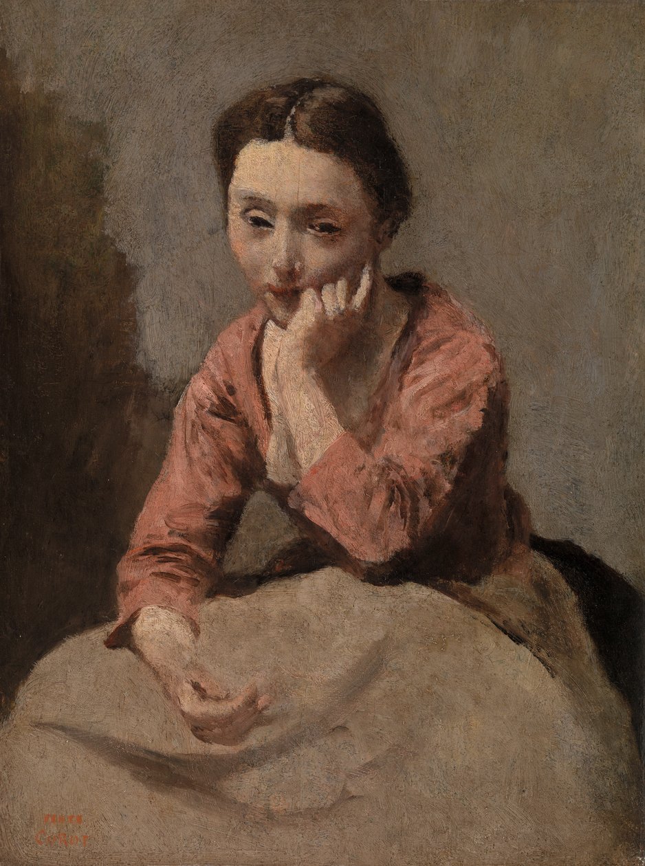 Giovane donna pensierosa da Jean-Baptiste-Camille Corot