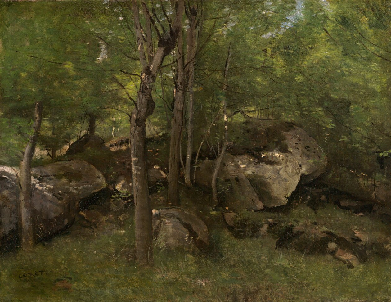 Rocce nella foresta di Fontainebleau da Jean-Baptiste-Camille Corot