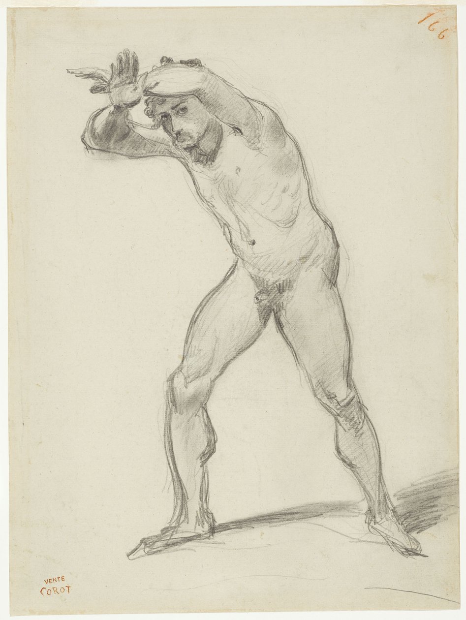 Nudo maschile in piedi da Jean-Baptiste-Camille Corot