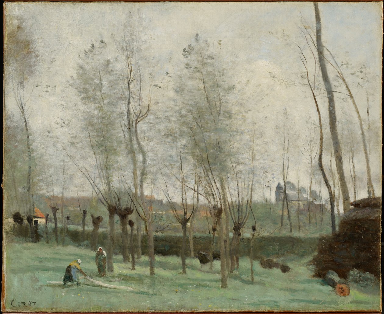 Lavandaie in un boschetto di salici da Jean-Baptiste-Camille Corot