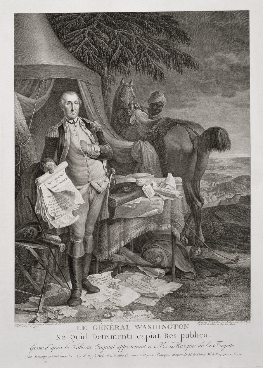Generale Washington, Ne Quid Detrimenti capiat Res publica, inciso da Noël Le Mire (1724-1801), c. 1785 da Jean Baptiste (after) Le Paon