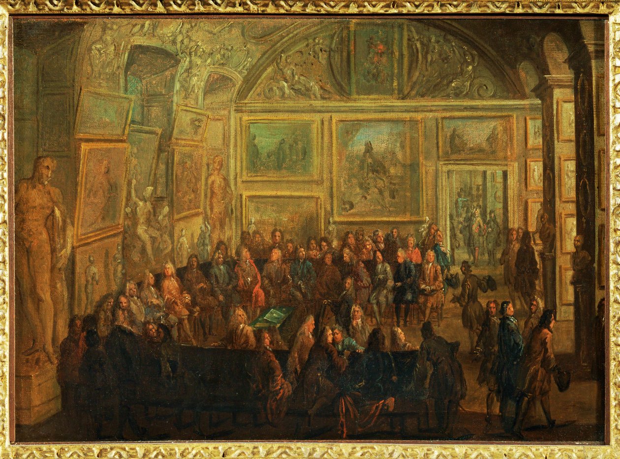 Veduta del Salon de Diane al Louvre; una sessione dell