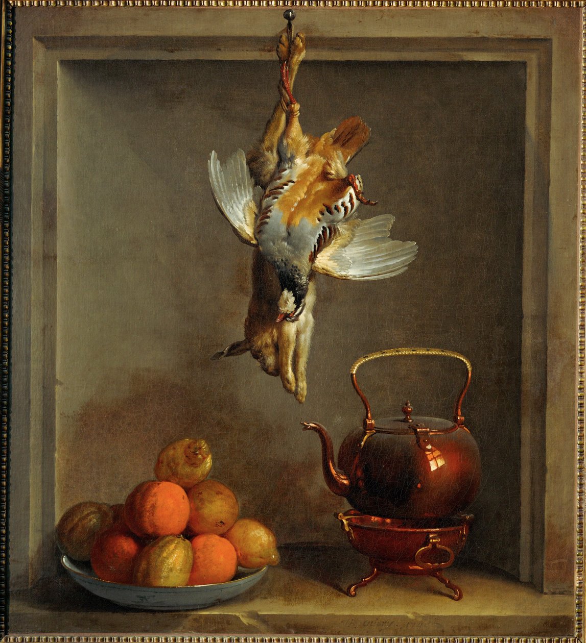 Natura morta con frutta e selvaggina ... da Jean Baptiste (school of) Oudry