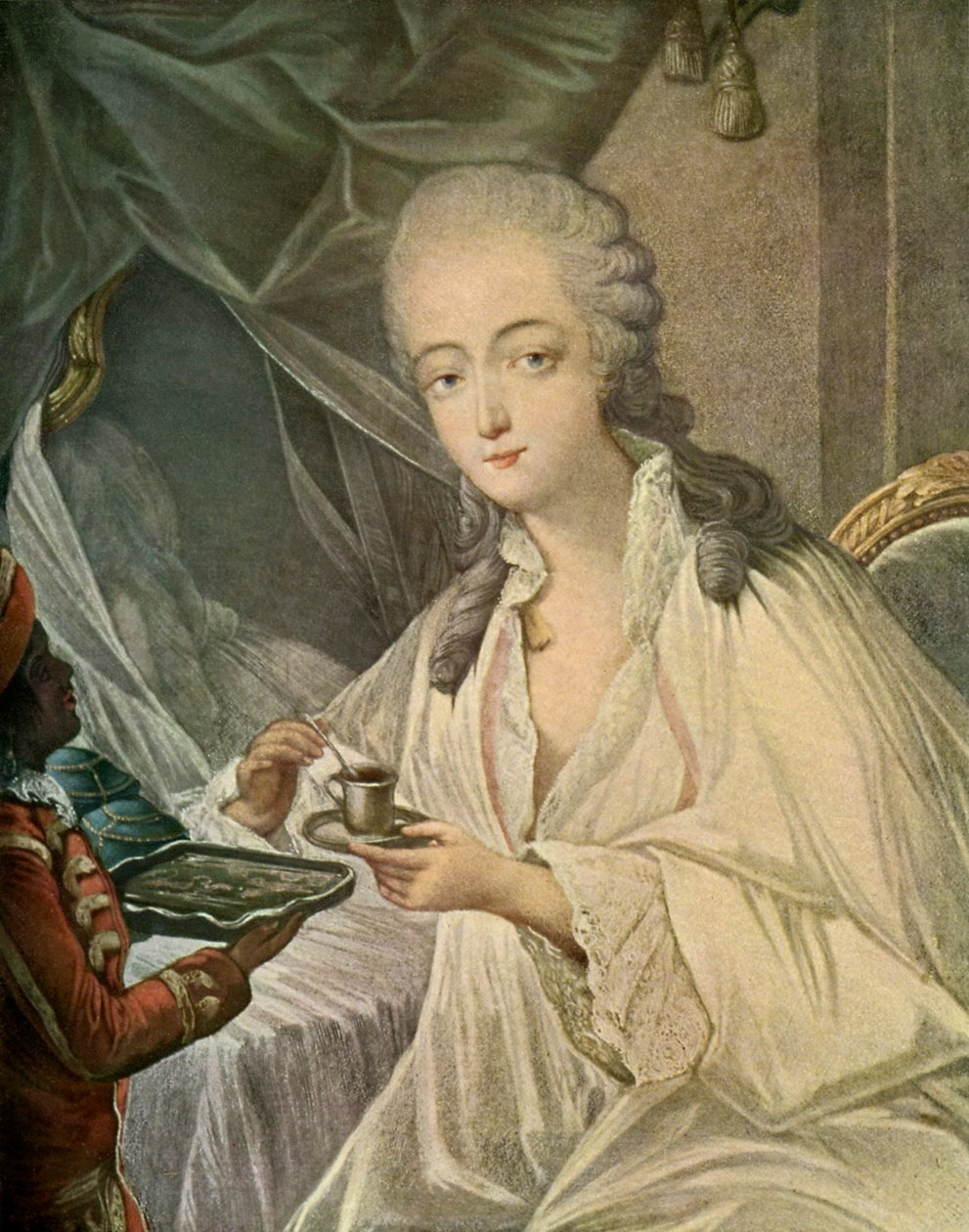 Madame Du Barry e il paggio Zamore, da "I colori francesi del XVIII secolo". da Jean Baptiste Andre (after) Gautier Dagoty