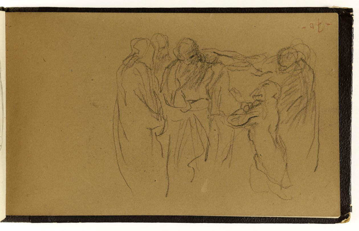 Studie einer Versammlung von Personen, von denen eine kniet (S. 70 des Albums) da Jean-Baptiste Carpeaux