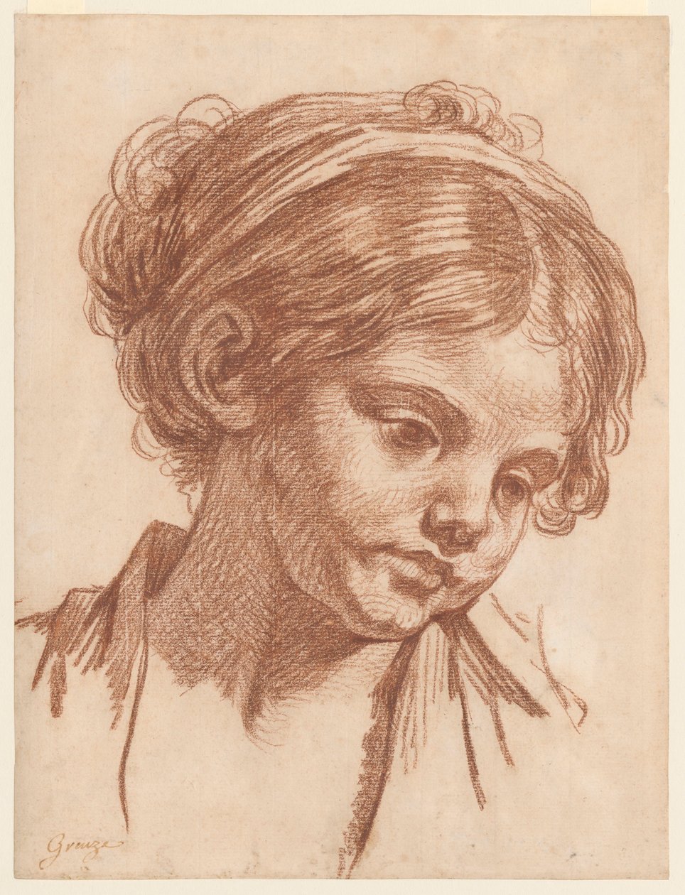 Testa di una ragazza da Jean-Baptiste Greuze
