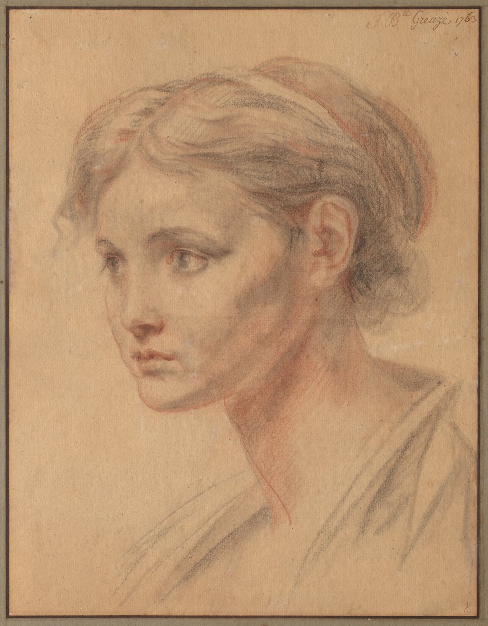 Testa di una ragazza da Jean-Baptiste Greuze