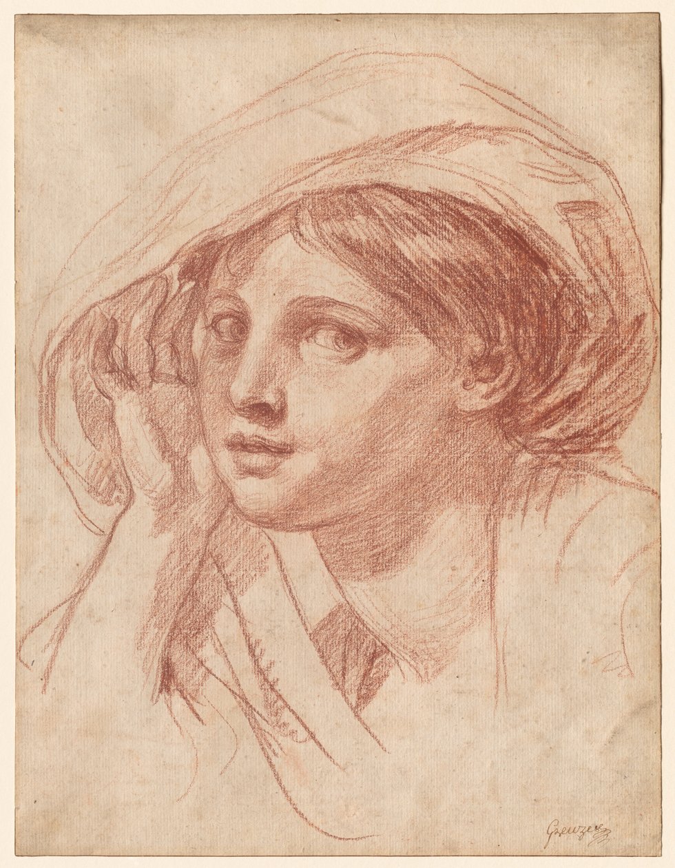 Testa di una giovane donna da Jean-Baptiste Greuze