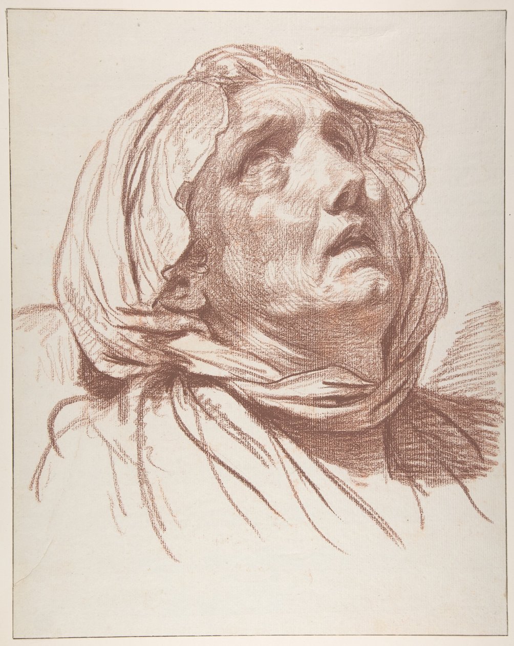 Testa di una vecchia donna che guarda in alto da Jean-Baptiste Greuze