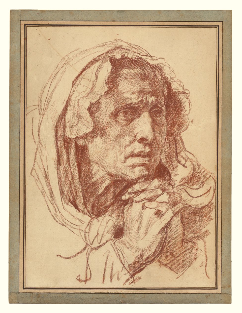 Studio della testa di una donna anziana da Jean-Baptiste Greuze