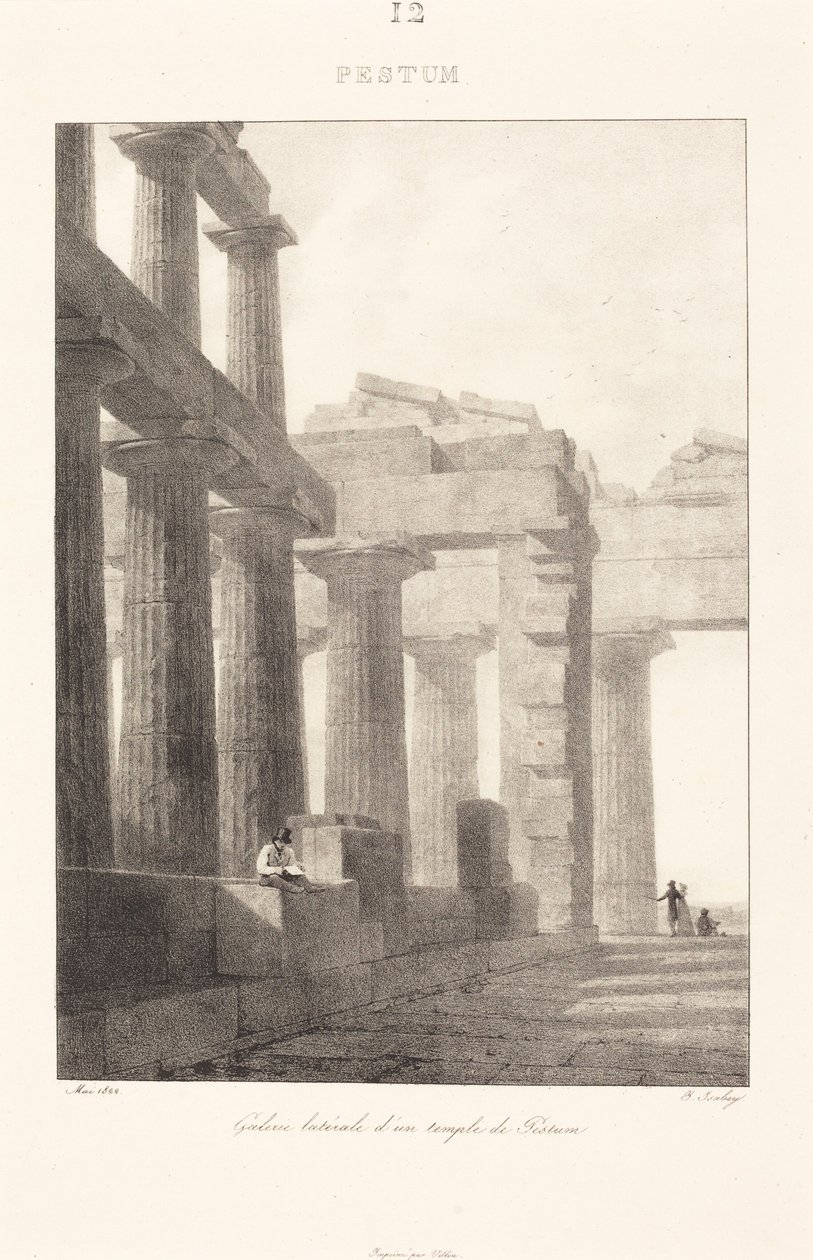 Galleria laterale di un tempio di Paestum da Jean-Baptiste Isabey