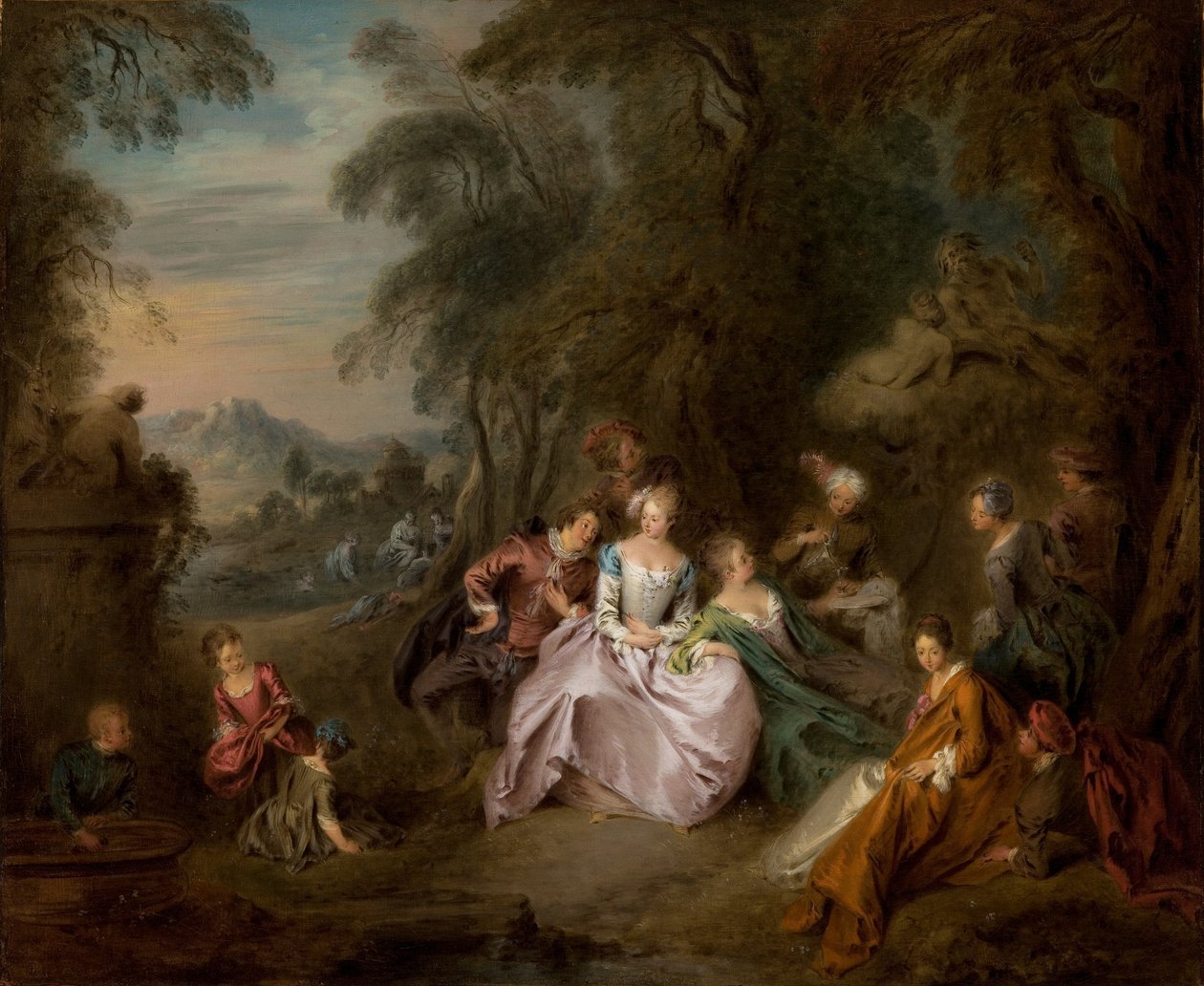 Riposo in un parco (olio su tela) da Jean Baptiste Joseph Pater