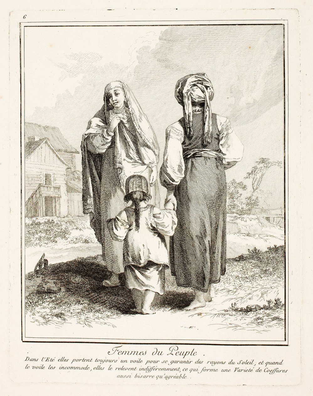 Donne del popolo, tavola sei da Divers Habillements des Peuples du Nord da Jean-Baptiste Le Prince