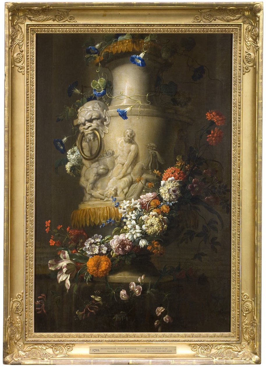 Marmorvase mit Blumengirlande da Jean-Baptiste Monnoyer