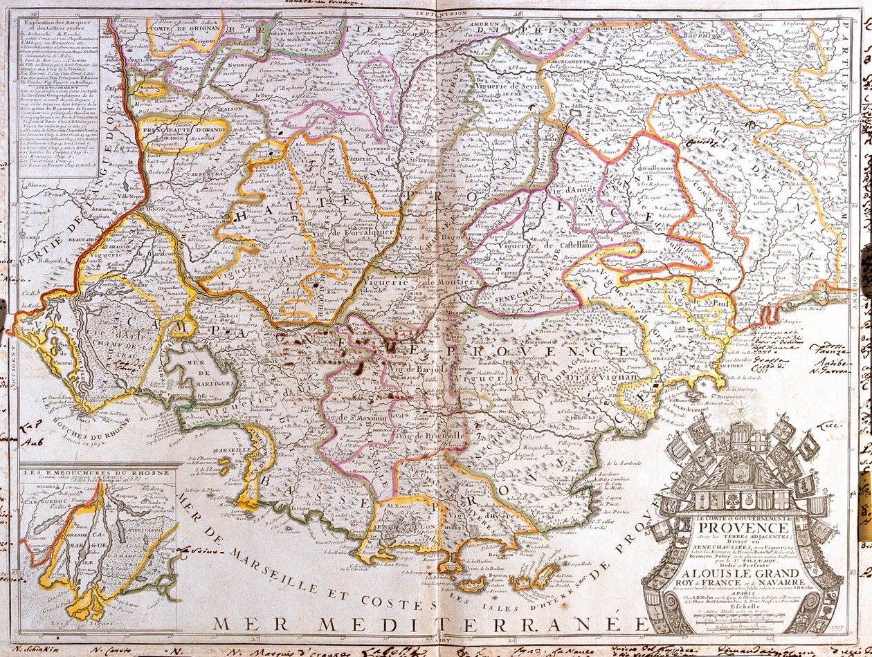 Francia (Regione: Linguadoca-Rossiglione, Provenza-Alpi-Costa Azzurra, Rodano-Alpi), Italia (Piemonte occidentale) da Jean Baptiste Nolin