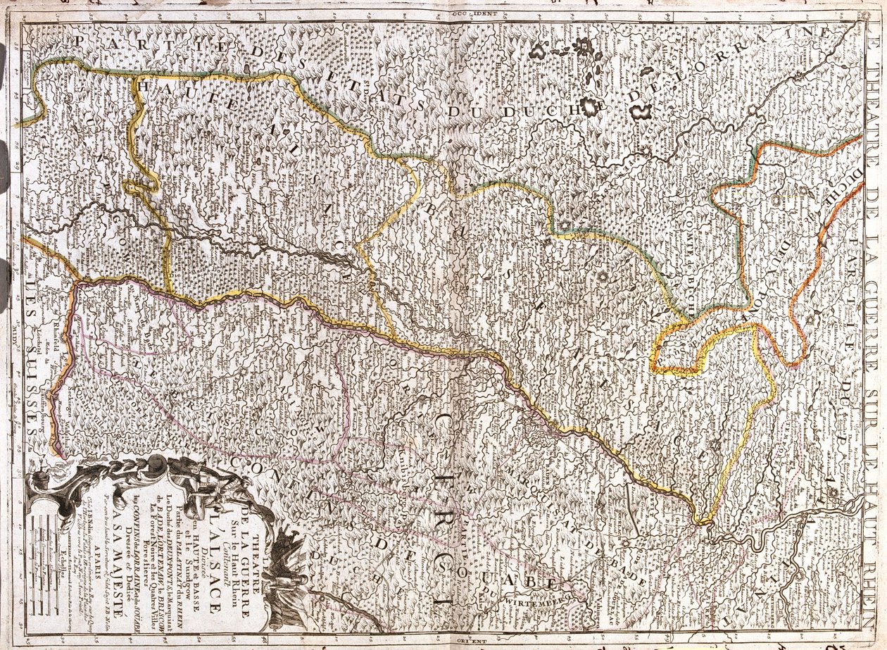 Germania (Stato: Saarland, Renania-Palatinato, Baden-Württemberg), Francia (Franche-Comté, Alsazia, Lorena), Svizzera (Cantone: Basilea-Città) da Jean Baptiste Nolin