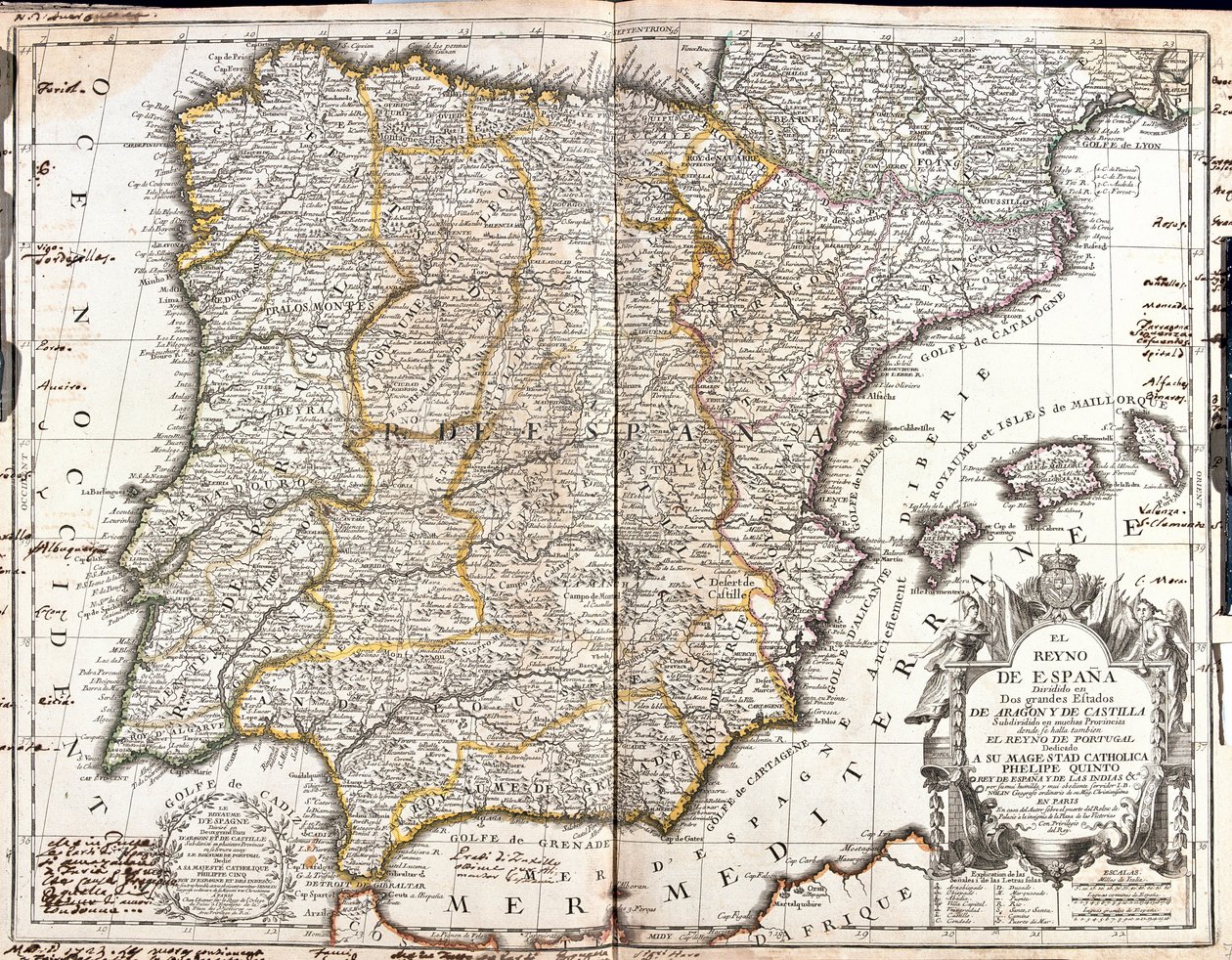 Mappa del Regno di Spagna da Jean Baptiste Nolin