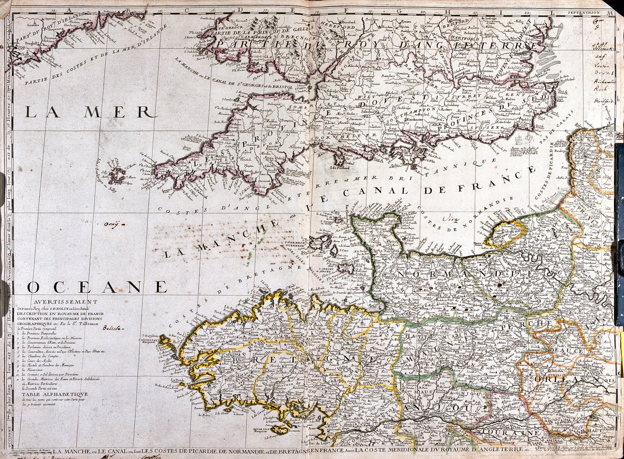 Il Canale della Manica da Jean Baptiste Nolin