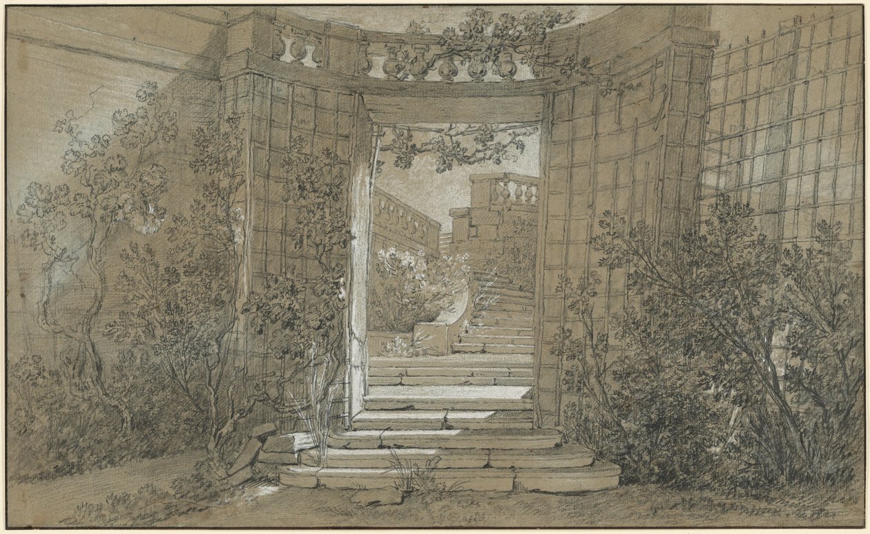 Paesaggio con una scala e una balaustra da Jean-Baptiste Oudry