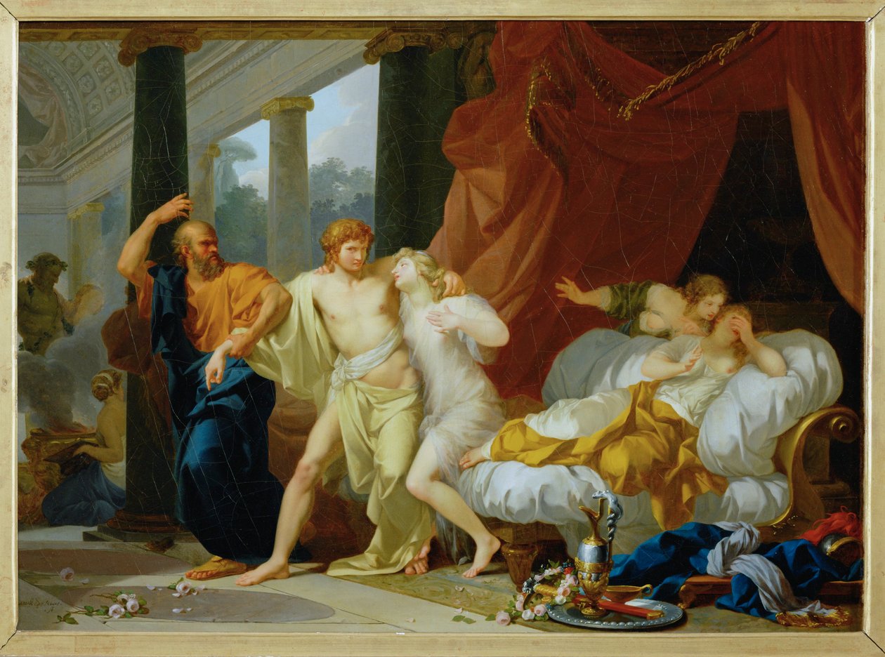 Socrate arrachant Alcibiade du sein de la Volupte - Socrate trascina Alcibiade dalle braccia del piacere voluttuoso ... da Jean Baptiste Regnault