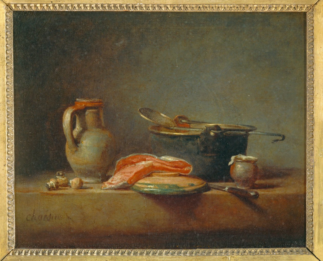 La marmite de cuivre - Natura morta con pentola di rame ... da Jean Baptiste Simeon Chardin