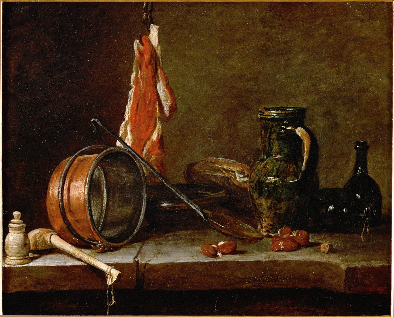 Menu du Gras e utensili da cucina ... da Jean Baptiste Simeon Chardin