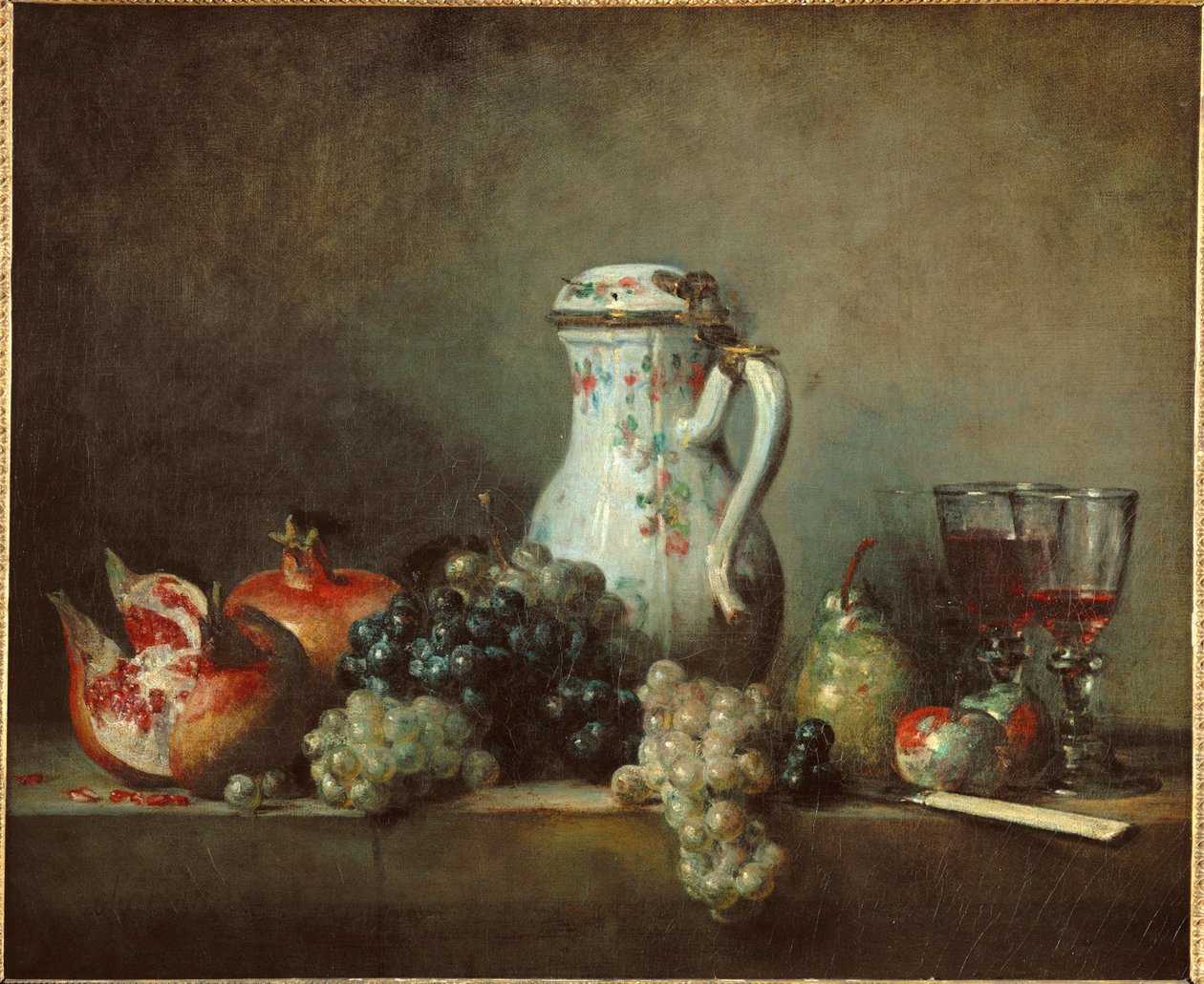 Uva e melograni - uvetta e granite ... da Jean-Baptiste Simeon Chardin