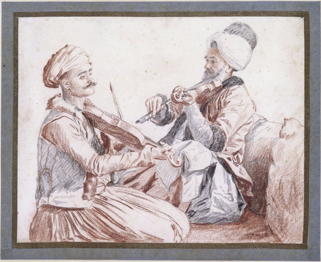 Due musicisti turchi con i violini da Jean-Étienne Liotard