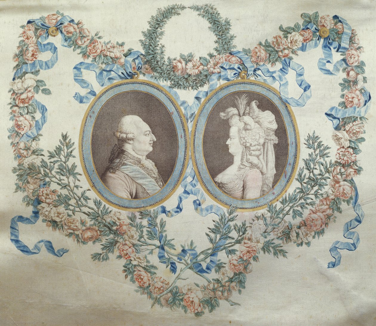 Coperchio di Bonbonniere raffigurante Luigi XVI (1754-93) e Maria Antonietta (1752-93), c.1785 da Jean Francois Janinet