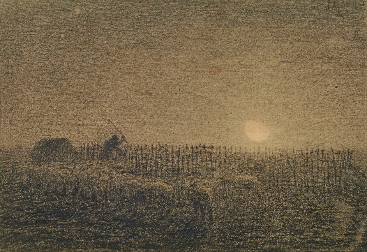 Il Pastore al Recinto al Chiar di Luna da Jean Francois Millet