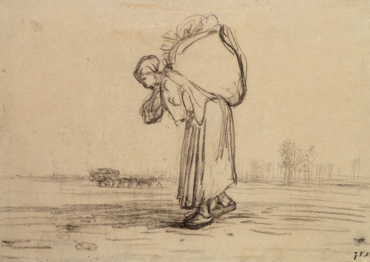 Donna che porta un sacco sulla schiena da Jean Francois Millet
