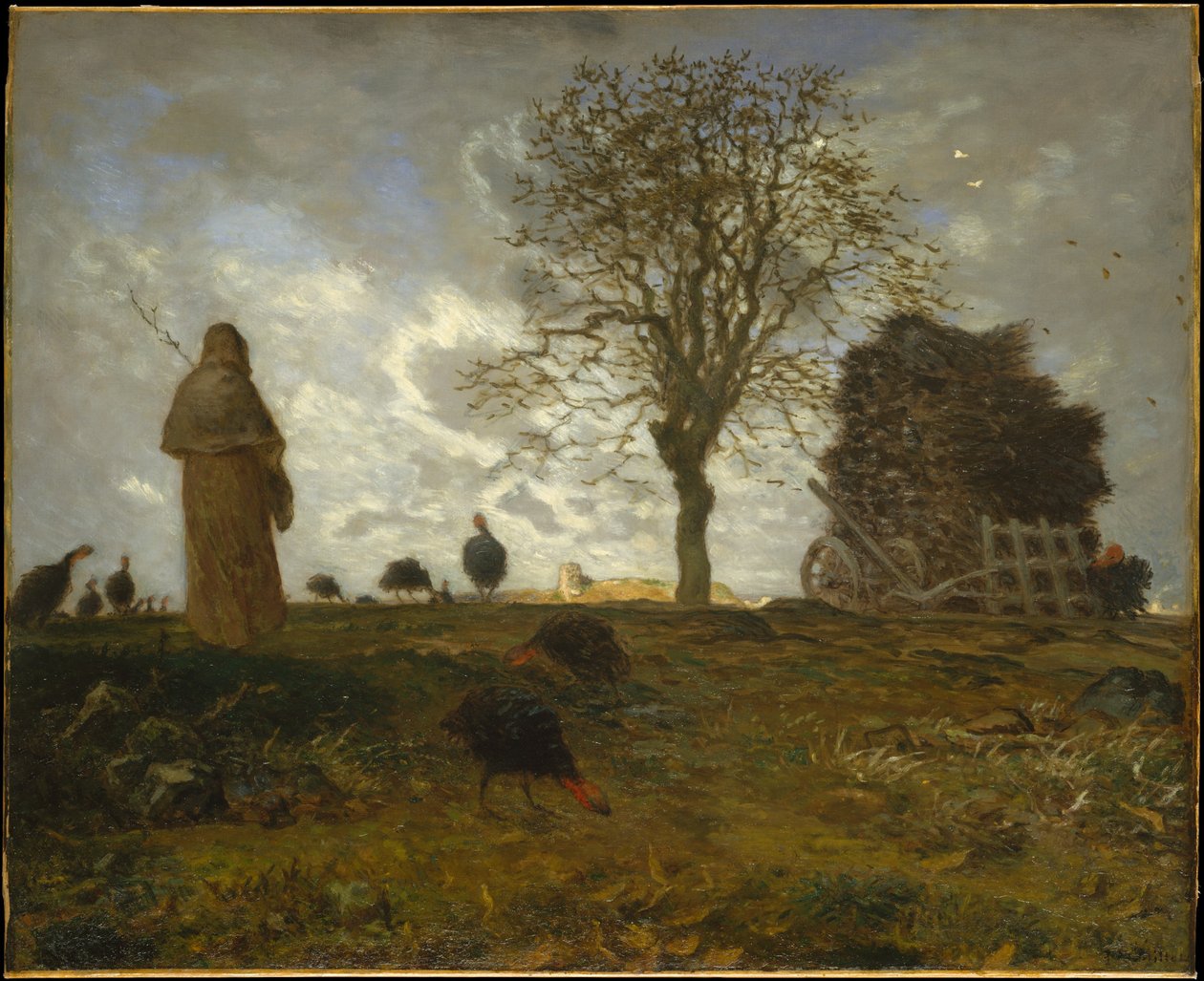 Paesaggio autunnale con uno stormo di tacchini da Jean-Francois Millet