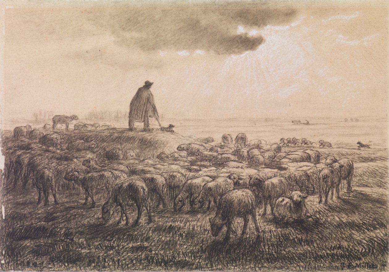 Pecore e pastore da Jean-Francois Millet