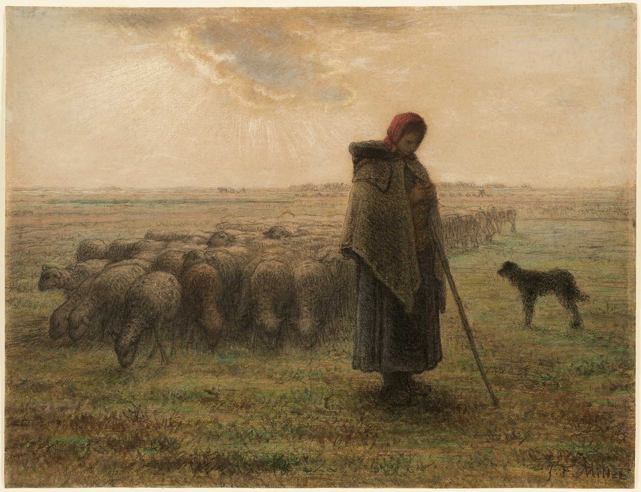 Pastora e il suo gregge da Jean-Francois Millet