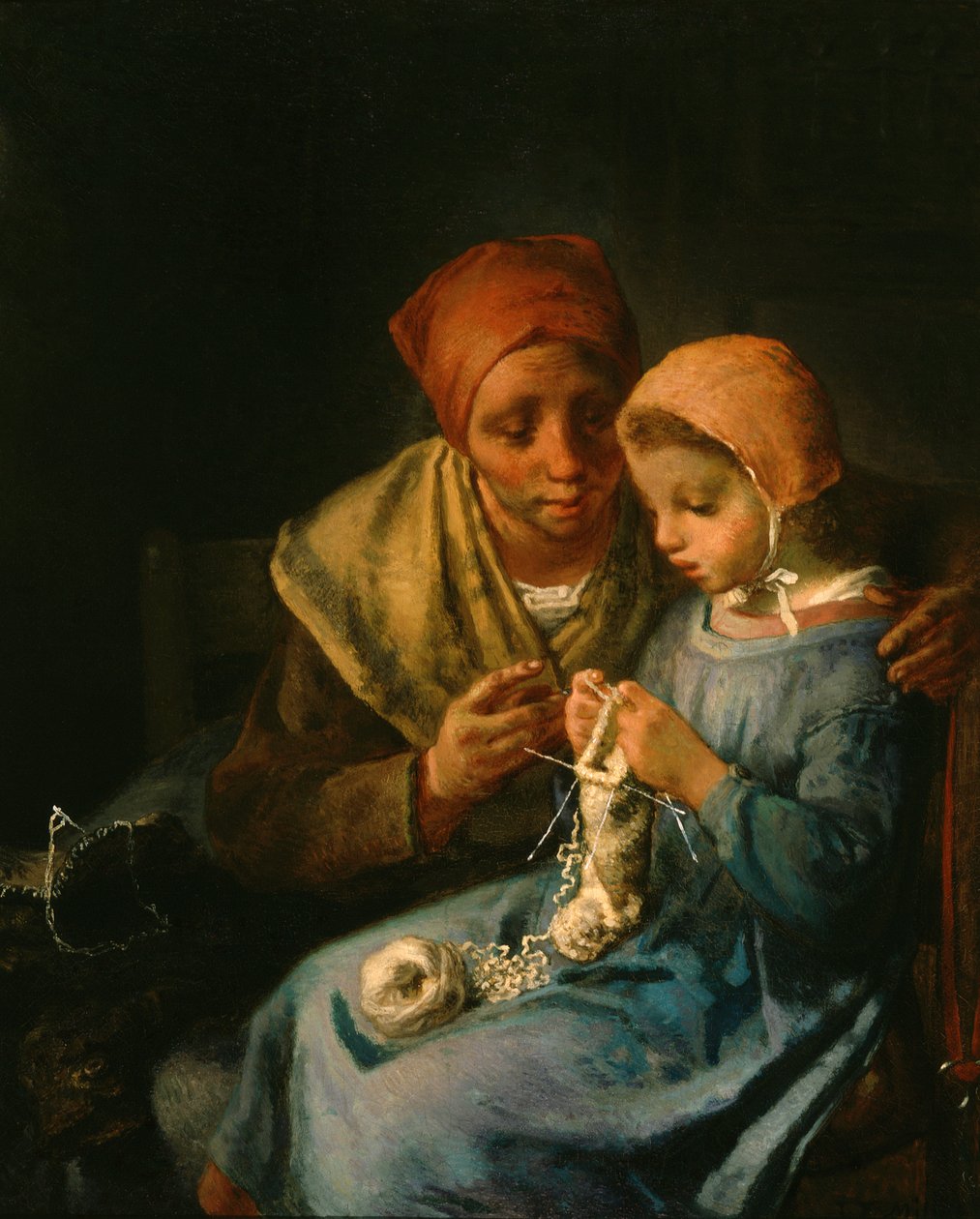 La lezione di maglia da Jean Francois Millet