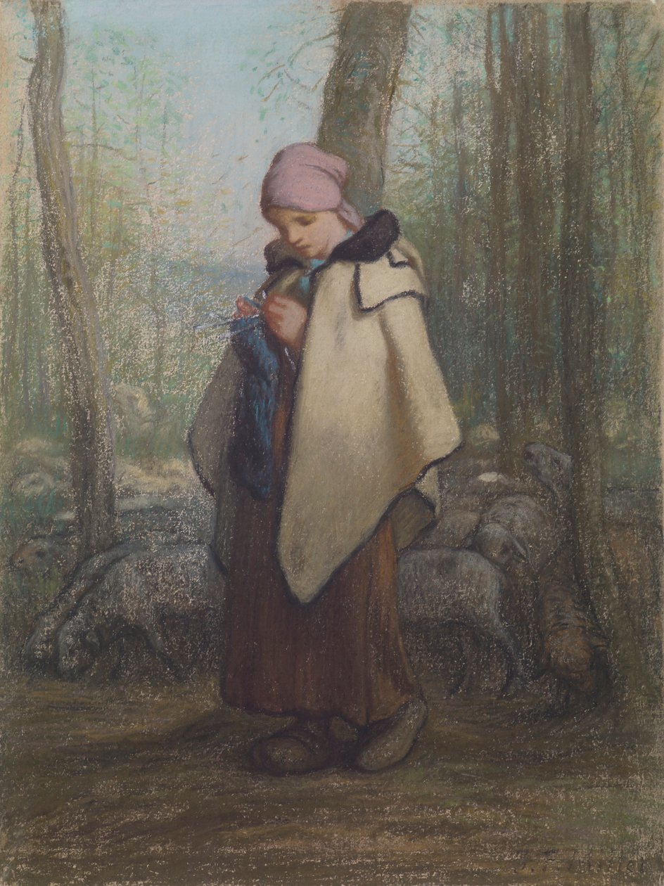 La pastorella che fa la maglia da Jean-Francois Millet