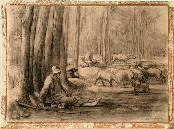Il luogo di bevuta nella foresta da Jean Francois Millet
